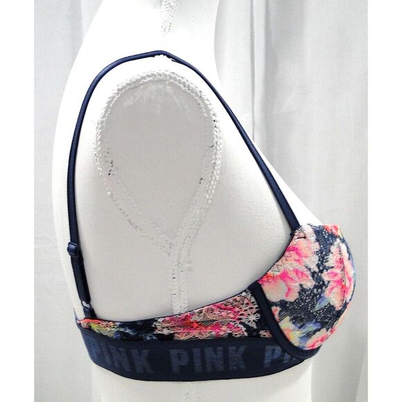 VICTORIA'S SECRET PINK DATE PUSH-UP BRA WOMENS SIZE 32C Neon Free Shipping - Picture 4 of 5